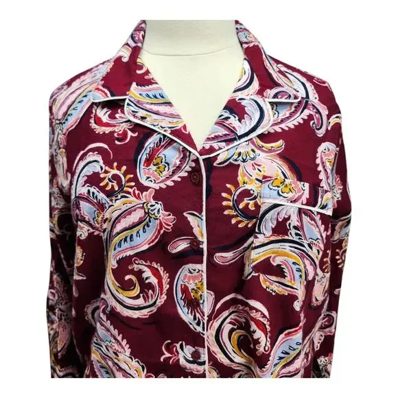NWOT Liz Claiborne Women's XXLARGE Pajama Set Burgundy Paisley Sleep Lounge Wear - Picture 3 of 16